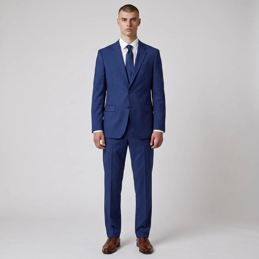 Theory Chambers New Tailor 2 Suit Mens 42R Blue Wool Stretch 2-Piece Luxury